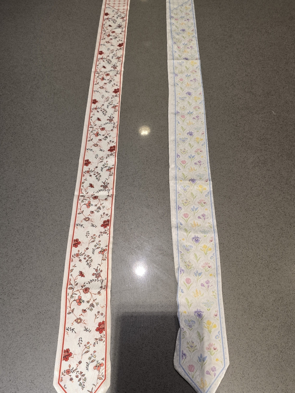 Floral Party Table Scarf in Red and Pastel Multicolor - Unbranded